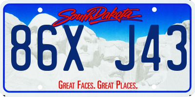 SD license plate 86XJ43