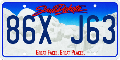 SD license plate 86XJ63