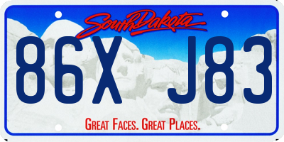 SD license plate 86XJ83