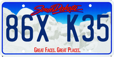 SD license plate 86XK35