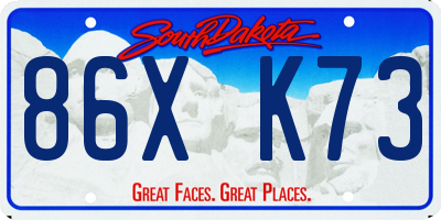 SD license plate 86XK73