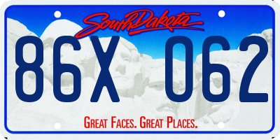 SD license plate 86XO62