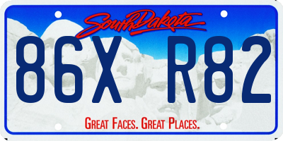 SD license plate 86XR82