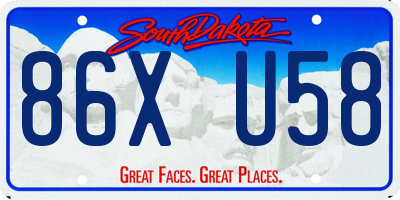SD license plate 86XU58