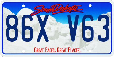SD license plate 86XV63