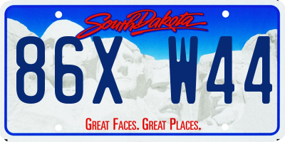 SD license plate 86XW44