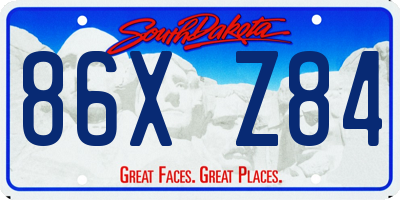SD license plate 86XZ84