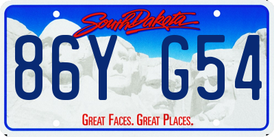 SD license plate 86YG54