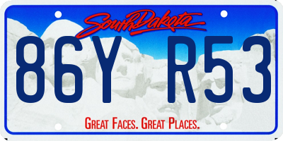 SD license plate 86YR53