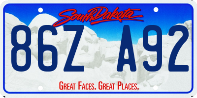 SD license plate 86ZA92
