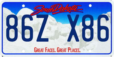 SD license plate 86ZX86