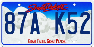 SD license plate 87AK52