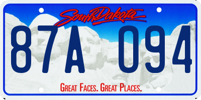 SD license plate 87AO94