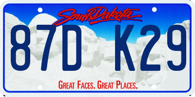 SD license plate 87DK29