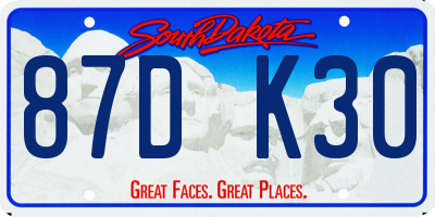 SD license plate 87DK30