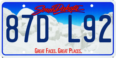 SD license plate 87DL92