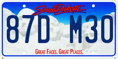 SD license plate 87DM30