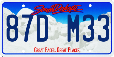 SD license plate 87DM33