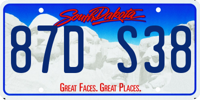 SD license plate 87DS38