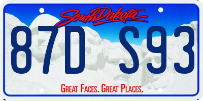 SD license plate 87DS93
