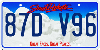 SD license plate 87DV96