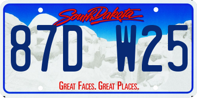 SD license plate 87DW25