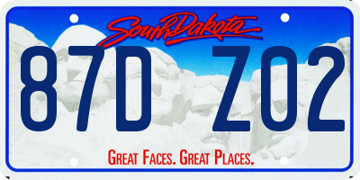 SD license plate 87DZ02