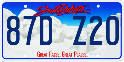 SD license plate 87DZ20