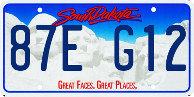 SD license plate 87EG12