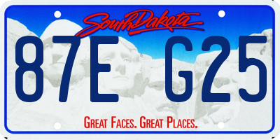 SD license plate 87EG25