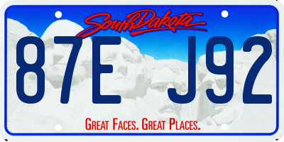 SD license plate 87EJ92