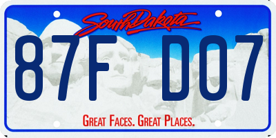 SD license plate 87FD07