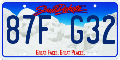 SD license plate 87FG32