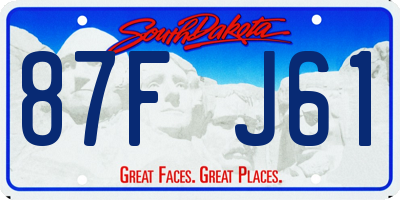 SD license plate 87FJ61