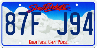 SD license plate 87FJ94