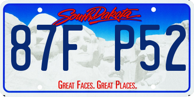 SD license plate 87FP52