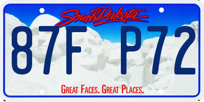 SD license plate 87FP72