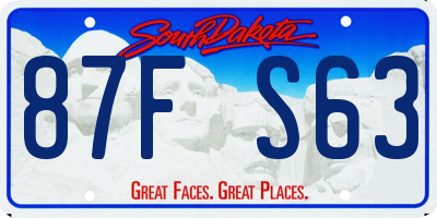 SD license plate 87FS63