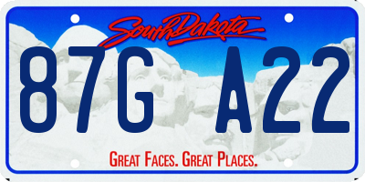SD license plate 87GA22