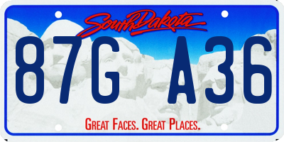 SD license plate 87GA36