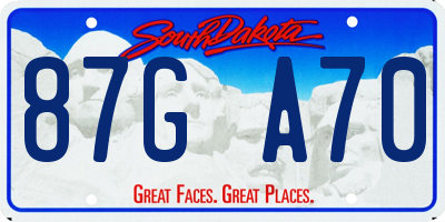 SD license plate 87GA70