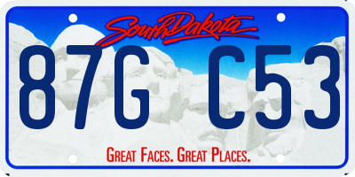 SD license plate 87GC53