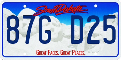 SD license plate 87GD25