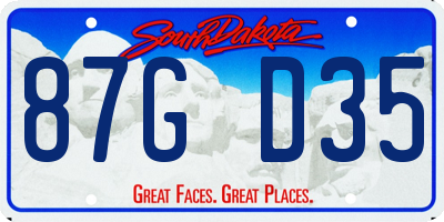 SD license plate 87GD35