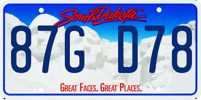 SD license plate 87GD78