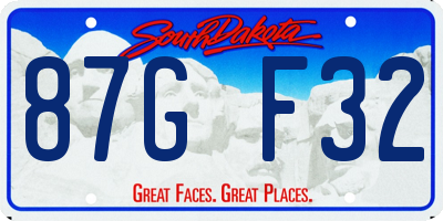 SD license plate 87GF32