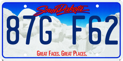 SD license plate 87GF62