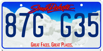 SD license plate 87GG35