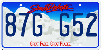 SD license plate 87GG52