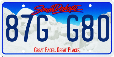 SD license plate 87GG80